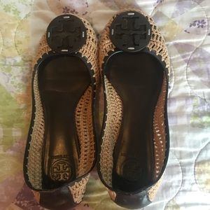 Tory Burch Tan&Brown Crochet Flats